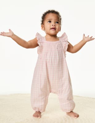 

Girls M&S Collection Cotton Rich Gingham Romper (0-3 Yrs) - Pink, Pink