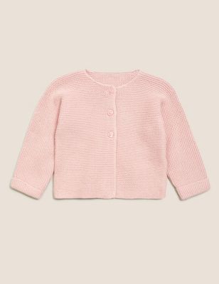 Pure Cotton Knitted Cardigan (7lbs-12 Mths) | M&S