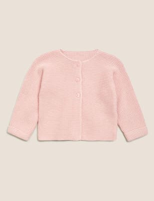 Gilet en maille 100 % coton (jusqu'au 12 mois) - Pink