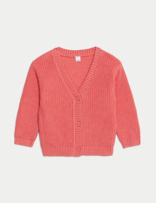 

Girls M&S Collection Pure Cotton Knitted Cardigan (0-3 Yrs) - Coral, Coral