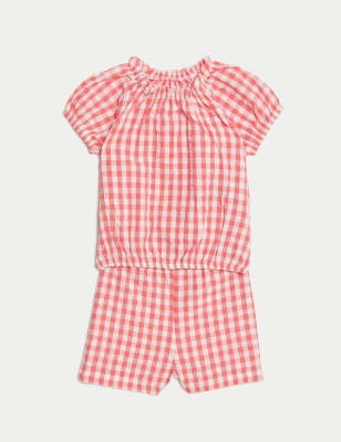 

Girls M&S Collection Pure Cotton Gingham Outfit (0-3 Yrs) - Coral Mix, Coral Mix