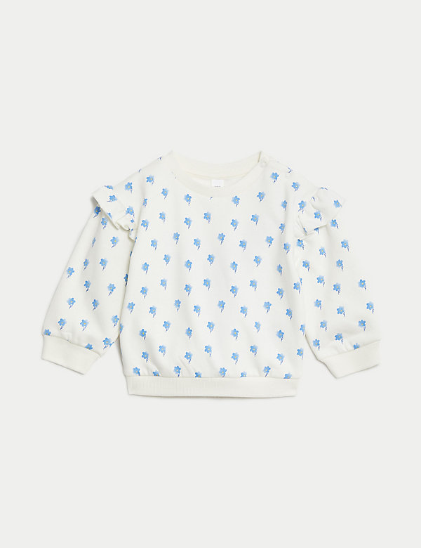 Katoenrijke sweater met bloemmotief (0-3 jaar) - NL