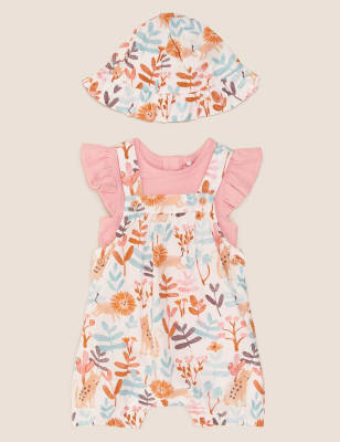 Ensemble 3 pièces 100 % coton avec barboteuse à imprimé lion (jusqu'au 12 mois) - Cream Mix