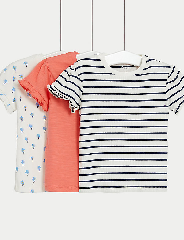 3pk Pure Cotton Striped & Floral Tops (0-3 Years) - PL