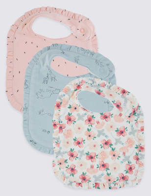 Lot de 3&nbsp;bavoirs en coton imprim&eacute;s