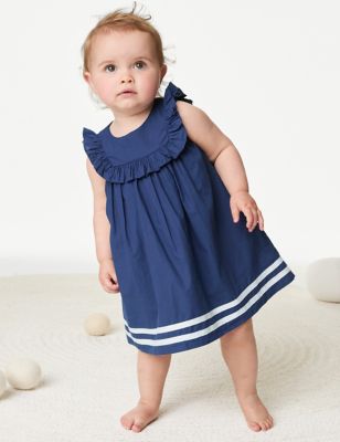 

Girls M&S Collection Pure Cotton Frill Dress (0-3 Yrs) - Navy, Navy