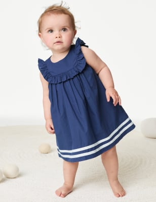 

M&S Collection Vestido de volantes 100% algodón (0-3 años) - Navy, Navy