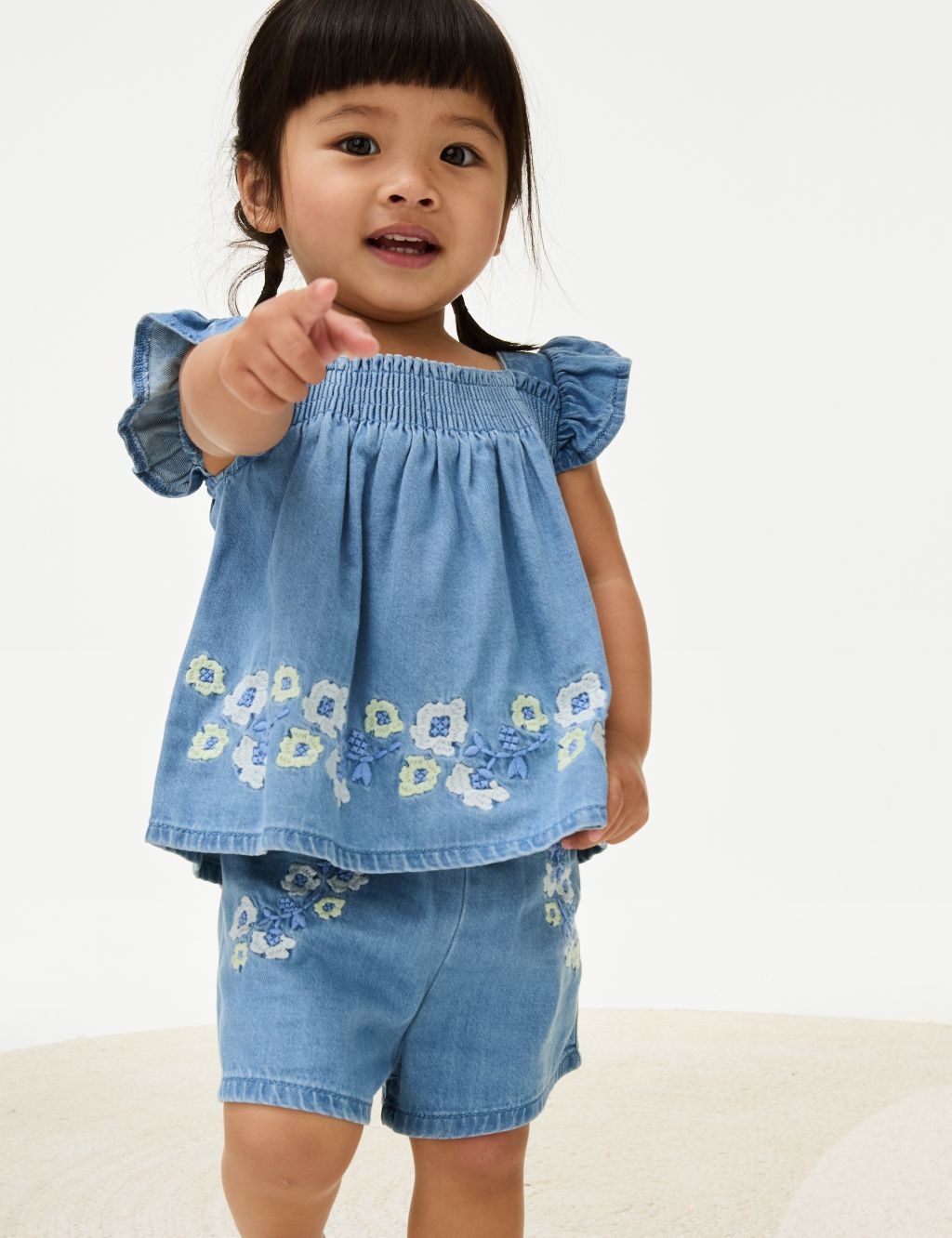 2pc Denim Floral Outfit (0-3 Yrs)