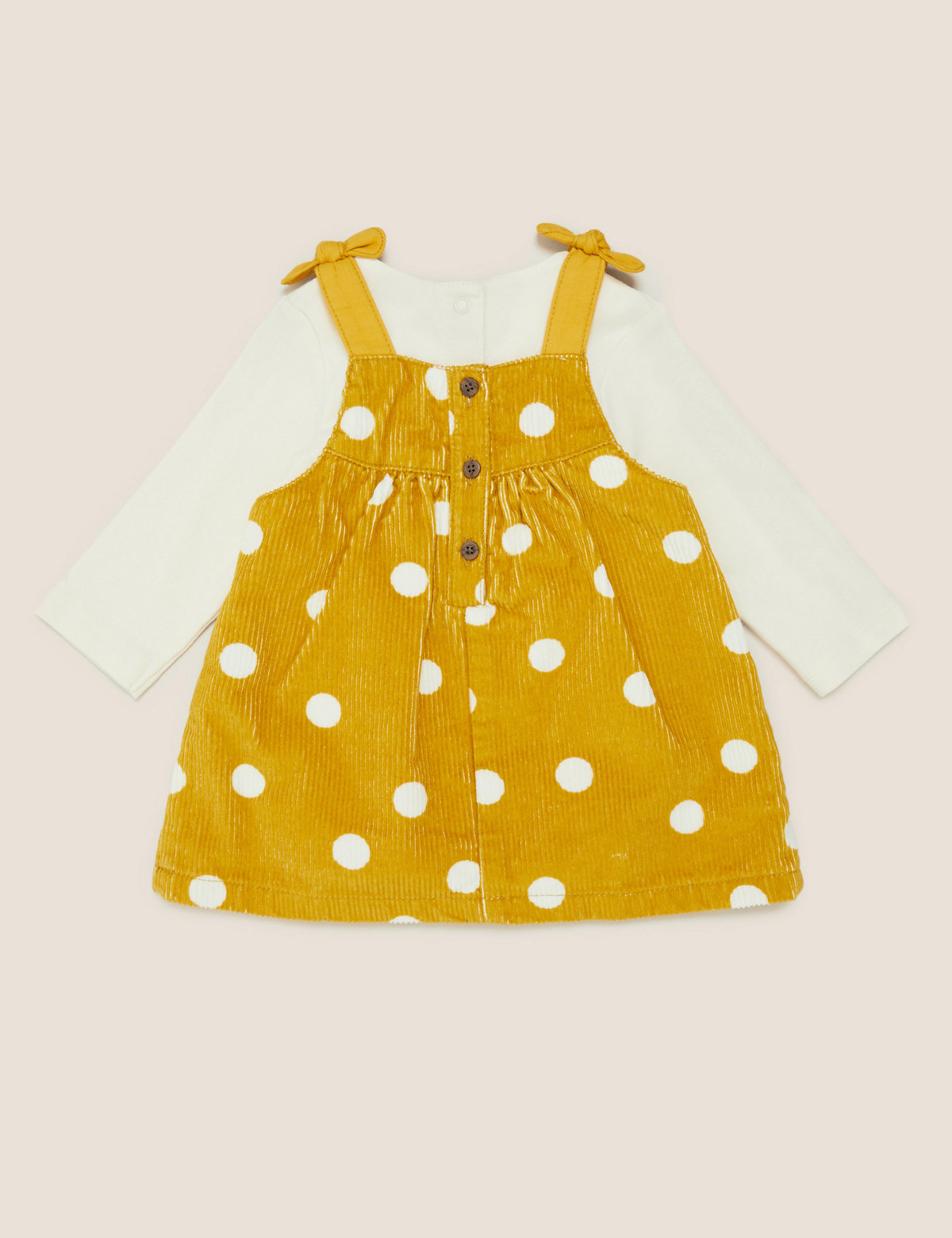 3 Piece Cotton Spot Cord Dress Outfit (0-3 Yrs)