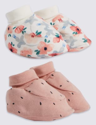 Lot de 2&nbsp;paires de chaussons montants en coton &agrave; motif