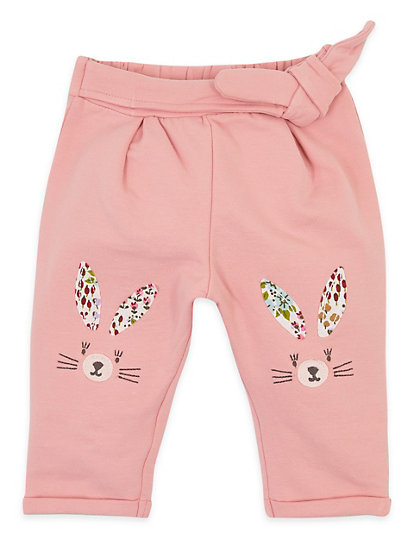 Cotton 3D Bunny Knee Detailing Joggers (0-3 Yrs)