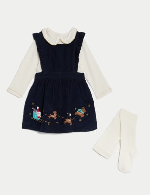 

Girls M&S Collection 3pc Cotton Rich Christmas Sleigh Outfit (0-3 Yrs) - Navy Mix, Navy Mix