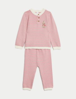 M&S Girls 2pc Peter Rabbit Knitted Outfit (0-3 Yrs) - 6-9 M - Pink Mix, Pink Mix