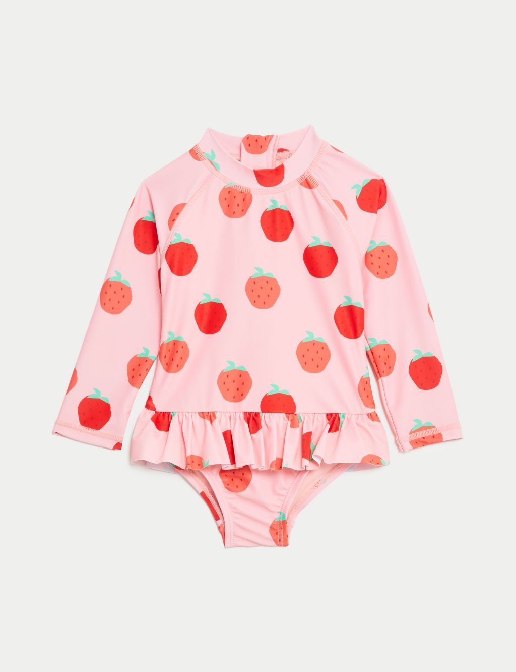 Strawberry Print Long Sleeve Swimsuit (0-3 Yrs)