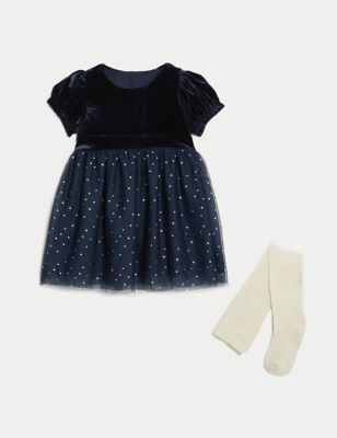 M&S Girls 2pc Spot Outfit (0-3 Yrs) - 3-6 M - Navy Mix, Navy Mix,Red Mix