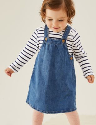 

Girls M&S Collection 2pc Pure Cotton Denim Pinny Outfit (0-3 Yrs) - Med Blue Denim, Med Blue Denim