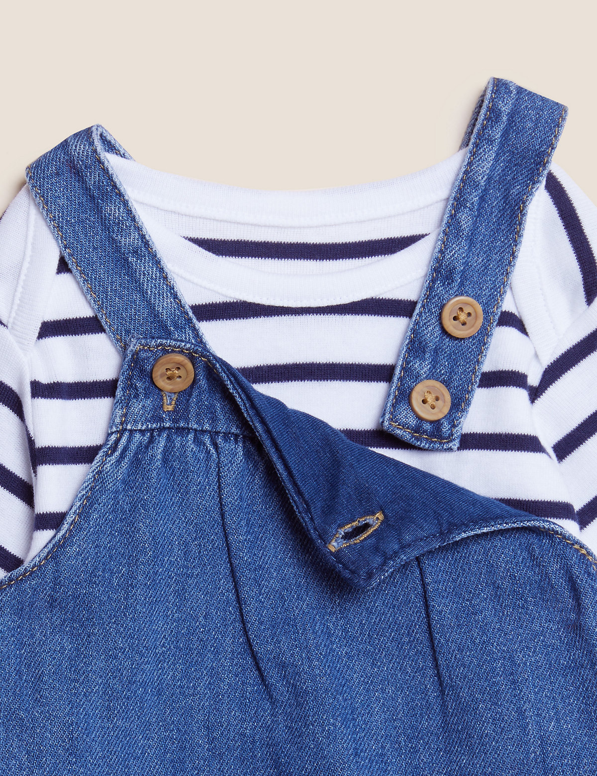 2pc Pure Cotton Denim Pinny Outfit (0-3 Yrs)
