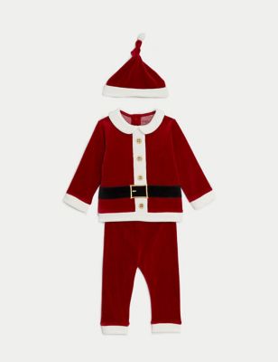 3pc Velvet Christmas Santa Outfit (0-3 Yrs)