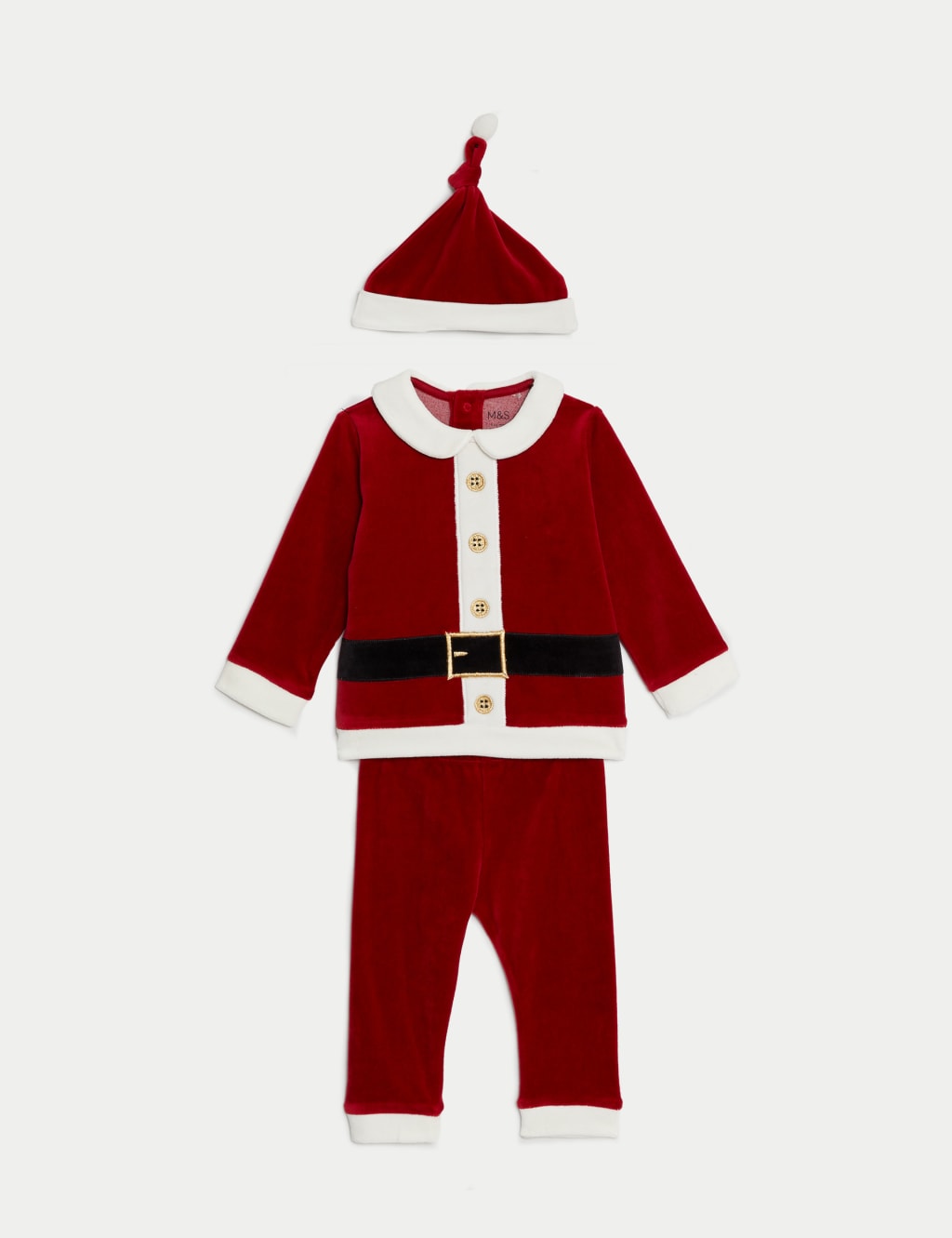 3pc Velvet Christmas Santa Outfit (0-3 Yrs) image 1