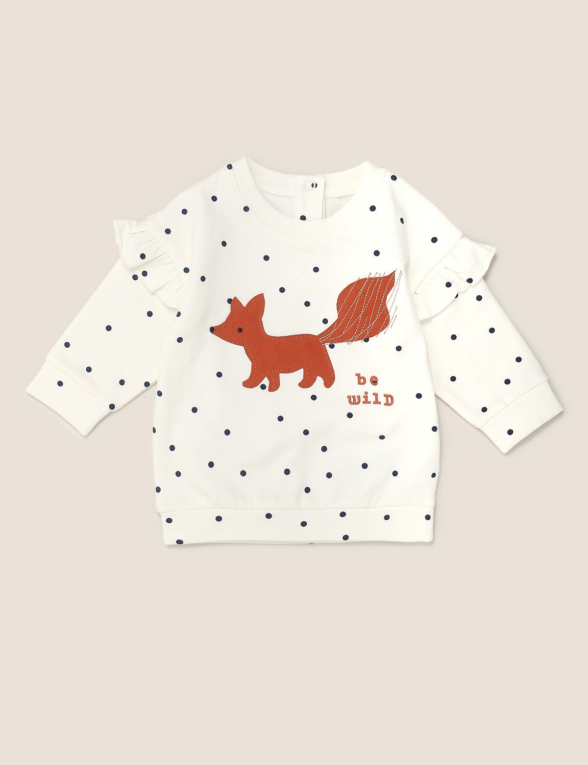 Jersey Spot Print Fox Applique Sweatshirt (0-3 Yrs)
