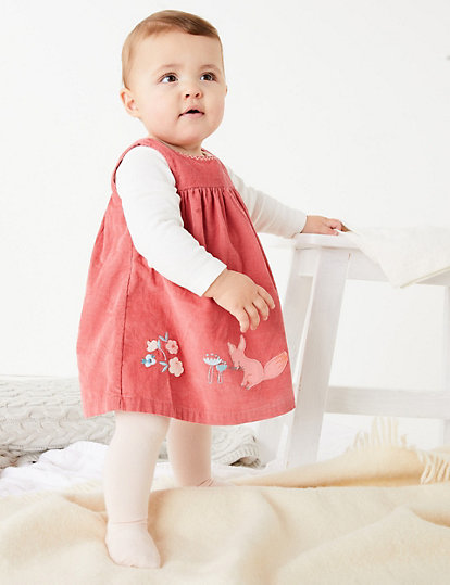 3 Piece Cotton Embroidered Dress (7lbs-3 Yrs)