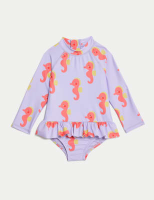 M&S Girls Seahorse Swimsuit (0-3 Yrs) - 3-6 M - Pink Mix, Pink Mix