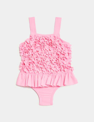 M&S Girl's 3D Flower Swimsuit (0-3 Yrs) - 18-24 - Pink, Pink