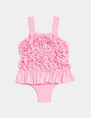 M&S Girls 3D Flower Swimsuit (0-3 Yrs) - 0-3 M - Pink, Pink