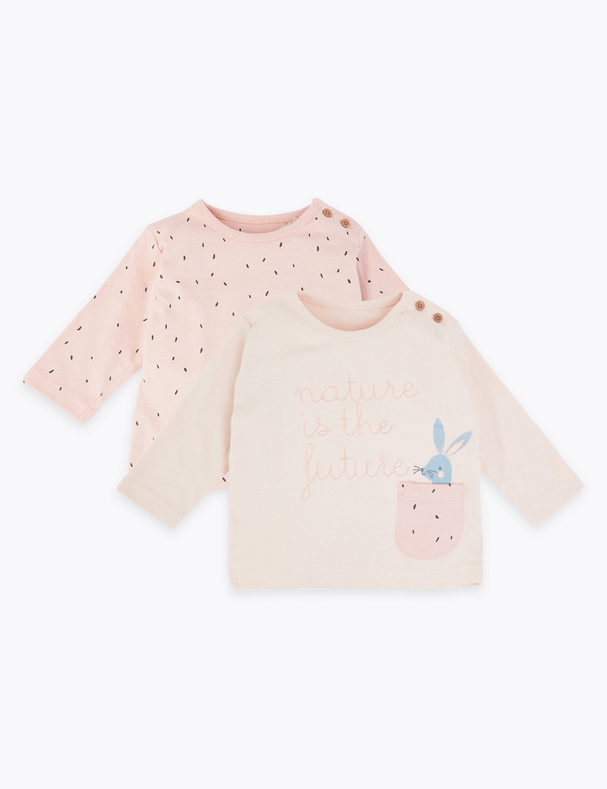 2 Pack Pure Cotton Bunny Print Tops (7lbs-3 Yrs)