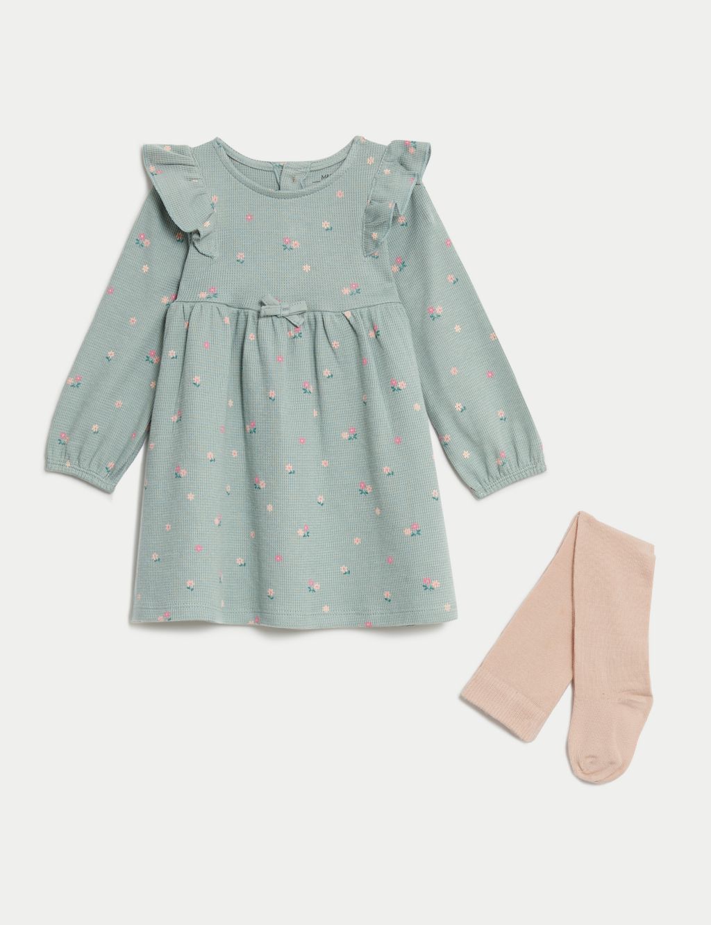 Pure Cotton Floral Dress with Tights (0-3 Yrs)