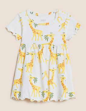 Pure Cotton Giraffe Print Dress (0-3 Yrs)