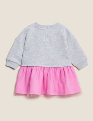 

M&S Collection Kleid mit hohem Baumwollanteil und Minnie Mouse™-Motiv (0-3 J.) - Grey Mix, Grey Mix