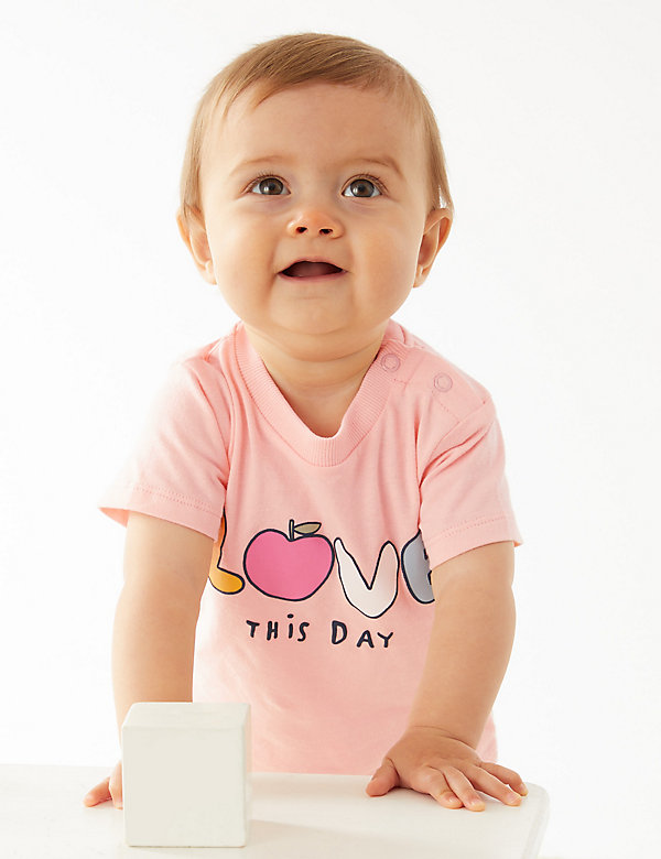 Pure Cotton Love This Day Slogan T-Shirt (0-3 Yrs) - IL