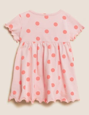 

Girls M&S Collection Pure Cotton Spot Dress (0-3 Yrs) - Pink, Pink
