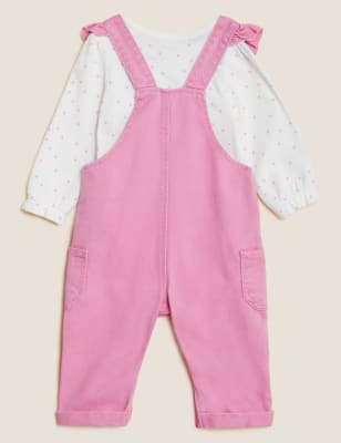 

Girls M&S Collection 2pc Pure Cotton Dungaree Outfit (0-3 Yrs) - Pink Mix, Pink Mix
