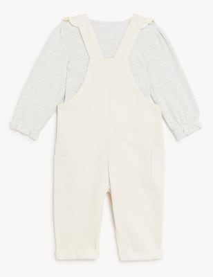 

Girls M&S Collection 2pc Pure Cotton Dungaree Outfit (0-3 Yrs) - Cream, Cream