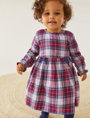 

Unisex,Boys,Girls M&S Collection 2pc Pure Cotton Check Print Outfit (0-3 Yrs) - Navy/Red, Navy/Red