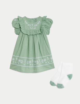 

Girls M&S Collection 2pc Cotton Rich Embroidered Outfit (0-3 Yrs) - Green Mix, Green Mix