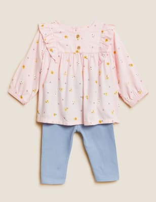 2pc Cotton Rich Floral Outfit (0-3 Yrs) - LV