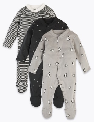 Lot de 3&nbsp;dors-bien 100&nbsp;% coton &agrave; motif monochrome