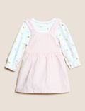 3pc Cotton Rich Embroidered Pinafore Outfit (0-3 Yrs)