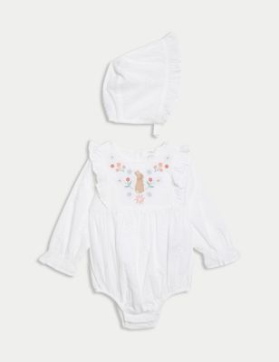M&S Girls 2pc Pute Cotton Peter Rabbittm Outfit (0-3 Yrs) - 0-3 M - White Mix, White Mix