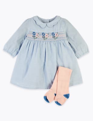 Ensemble 2&nbsp;pi&egrave;ces avec robe chambray et collants