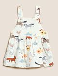 3pc Cotton Rich Woodland Pinafore Outfit (0-3 Yrs)