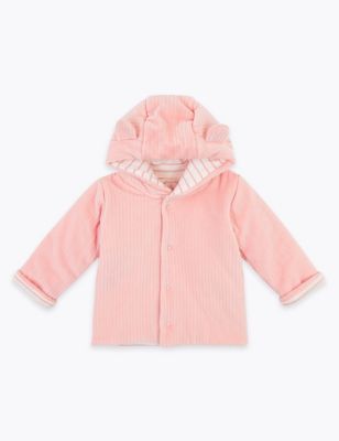 Veste en velours de coton à capuche (jusqu'au 12 mois) - Pink Mix