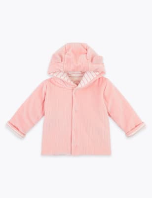 Veste en velours de coton à capuche (jusqu'au 12 mois) - Pink Mix