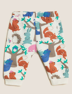 

Girls M&S Collection Cotton Rich Woodland Animal Print Joggers (0-3 Yrs) - Cream Mix, Cream Mix