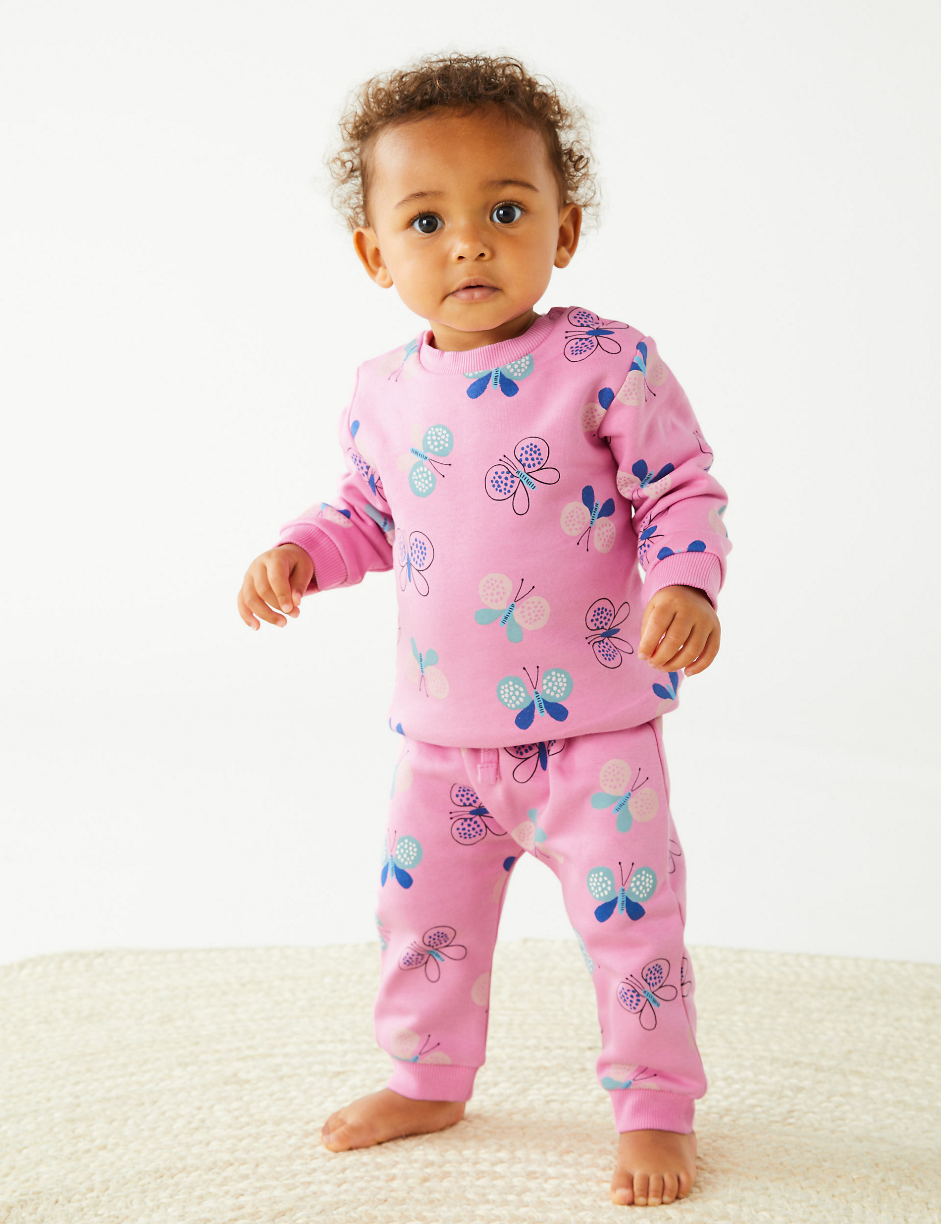 Cotton Rich Butterfly Print Joggers (0-3 Yrs)