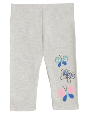 

Girls M&S Collection Cotton Rich Butterfly Stack Leggings (0 - 3 Yrs) - Grey Marl, Grey Marl