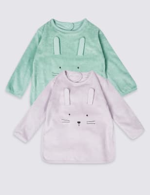 Lot de 2&nbsp;bavoirs 100&nbsp;% coton &eacute;ponge